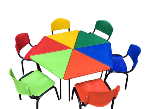 juego de silla y mesa escolar en colores de estanterias medellin