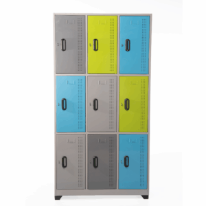 locker metalico tres colores gris azul y verde DE ESTANTERIAS MEDELLIN