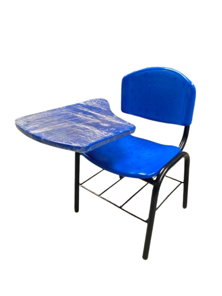 silla universitaria asiento y espaldar azul metalica negra